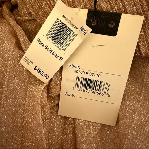 Mac Duggal Pink Shimmering Pleated 3/4 Sleeve Ball Gown 30700 Women’s Sz 10 - Picture 8 of 9